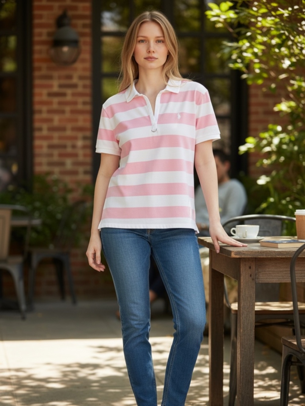 Ralph Lauren Collared Pink Stripe Polo Sz XL